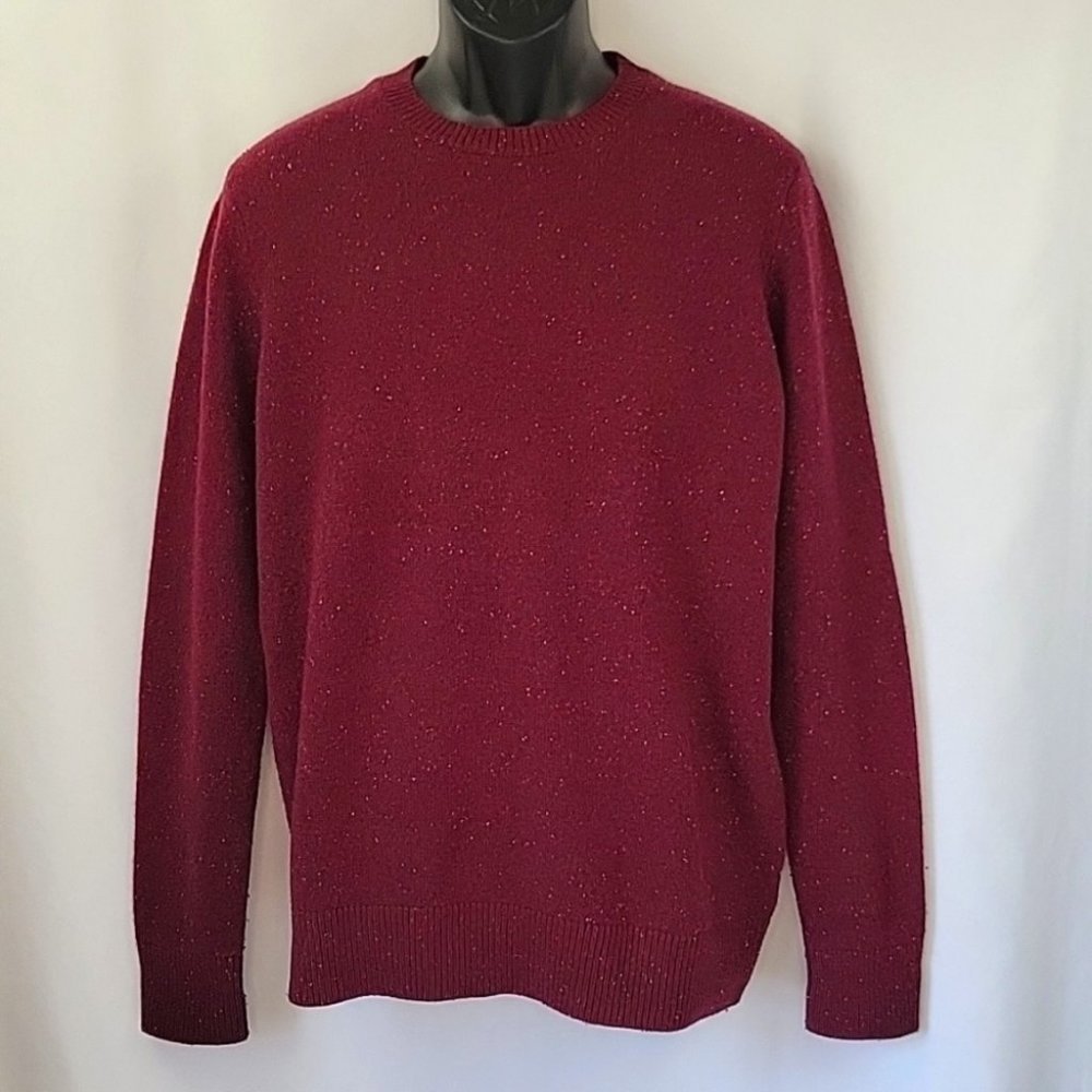 J. Crew Factory Lambswool Blend Crewneck Pullover Sweater Cranberry Size LT